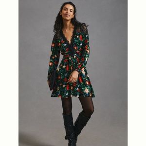 NWT Anthropologie Lacy V-Neck Mini Dress